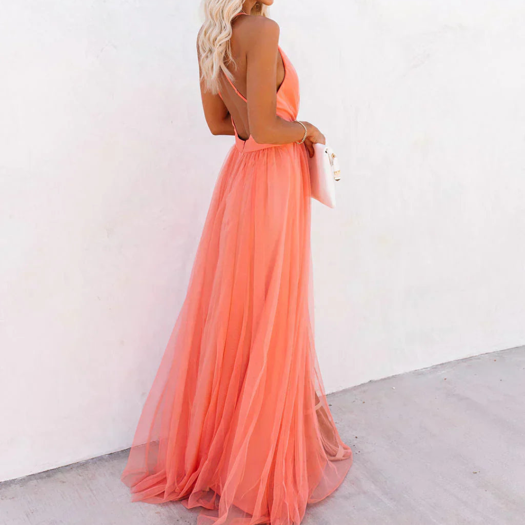 Luce | Abito Maxi Corallo Elegante