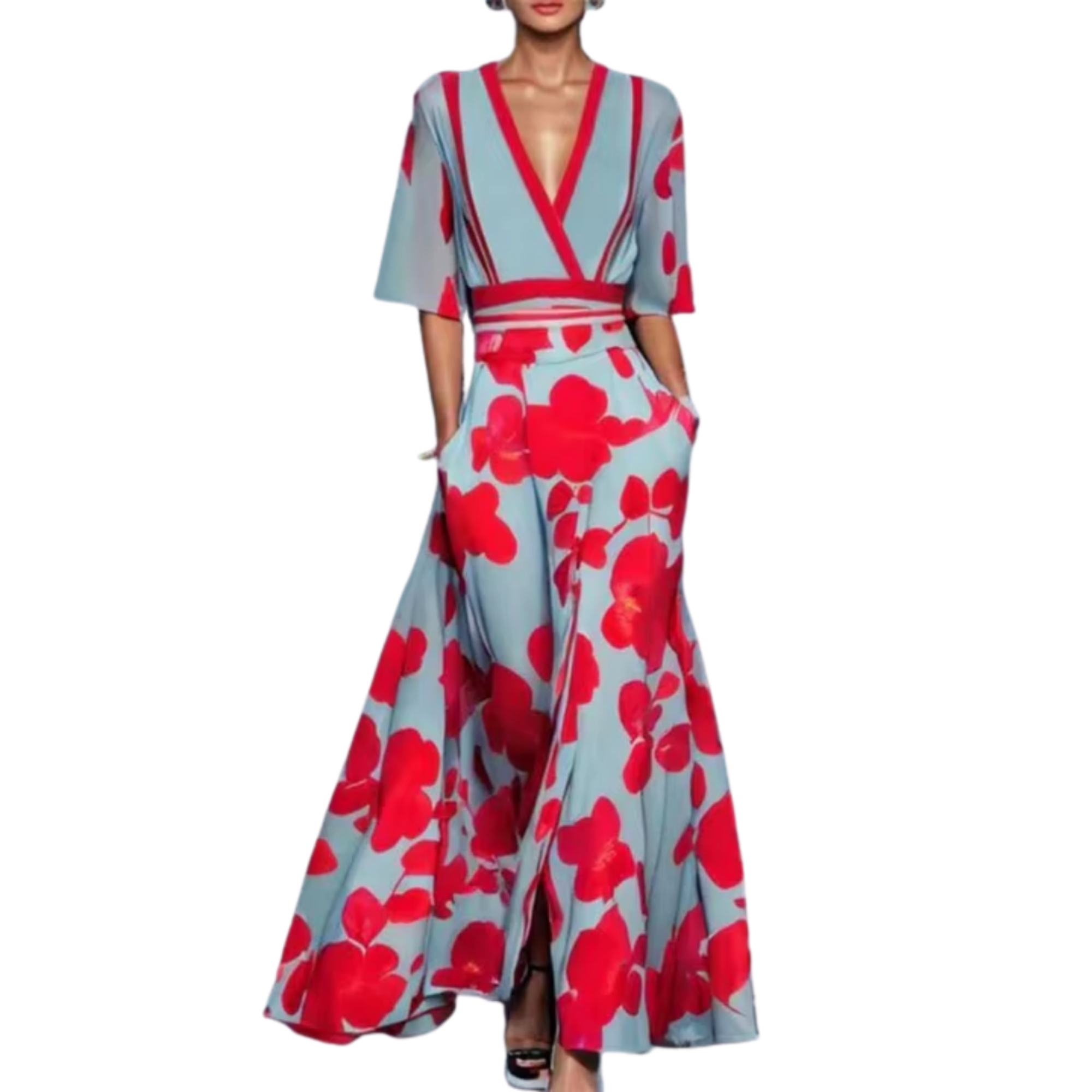 Sofia | Abito Floreale Elegante con Scollo a V