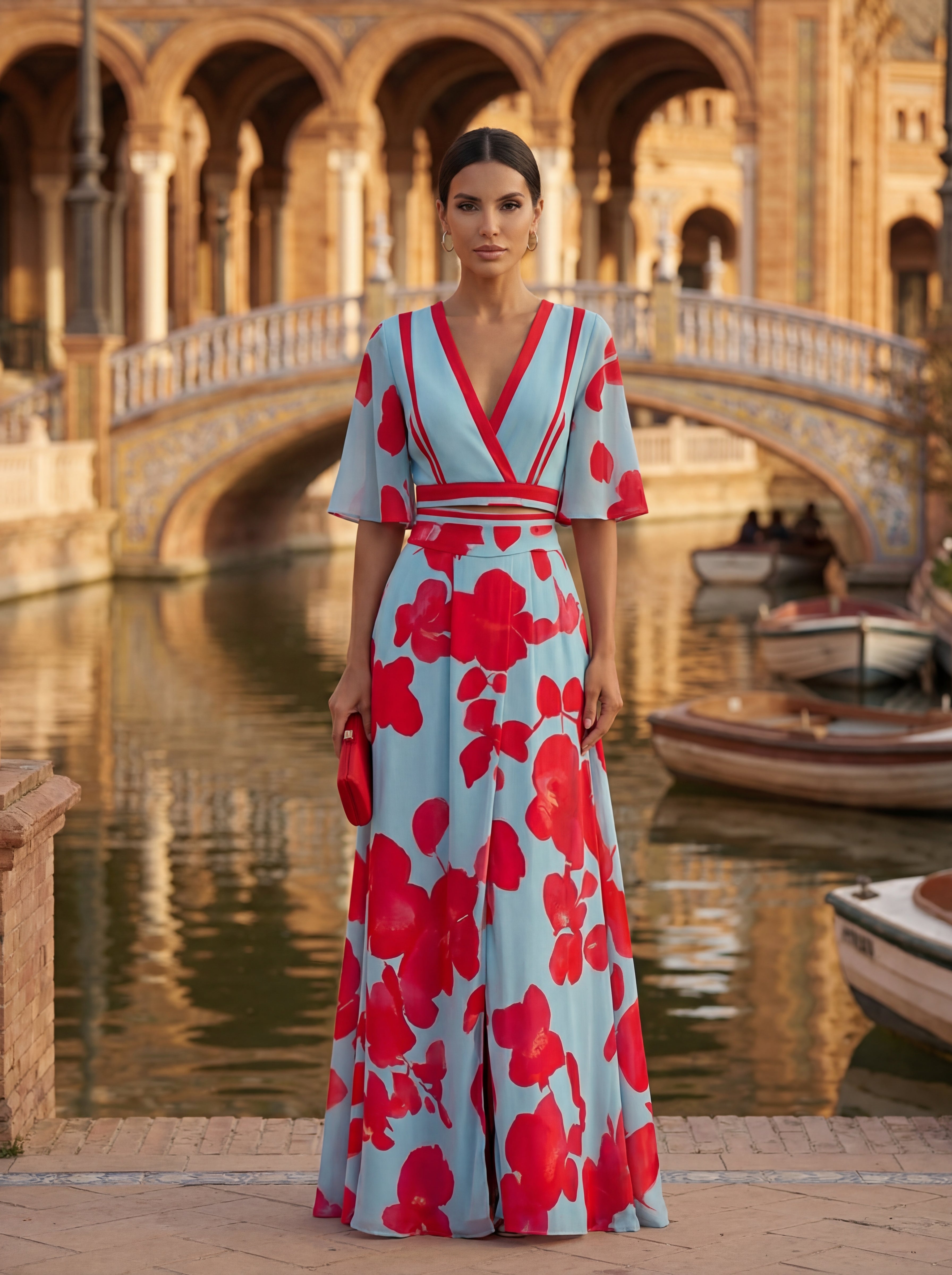 Sofia | Abito Floreale Elegante con Scollo a V
