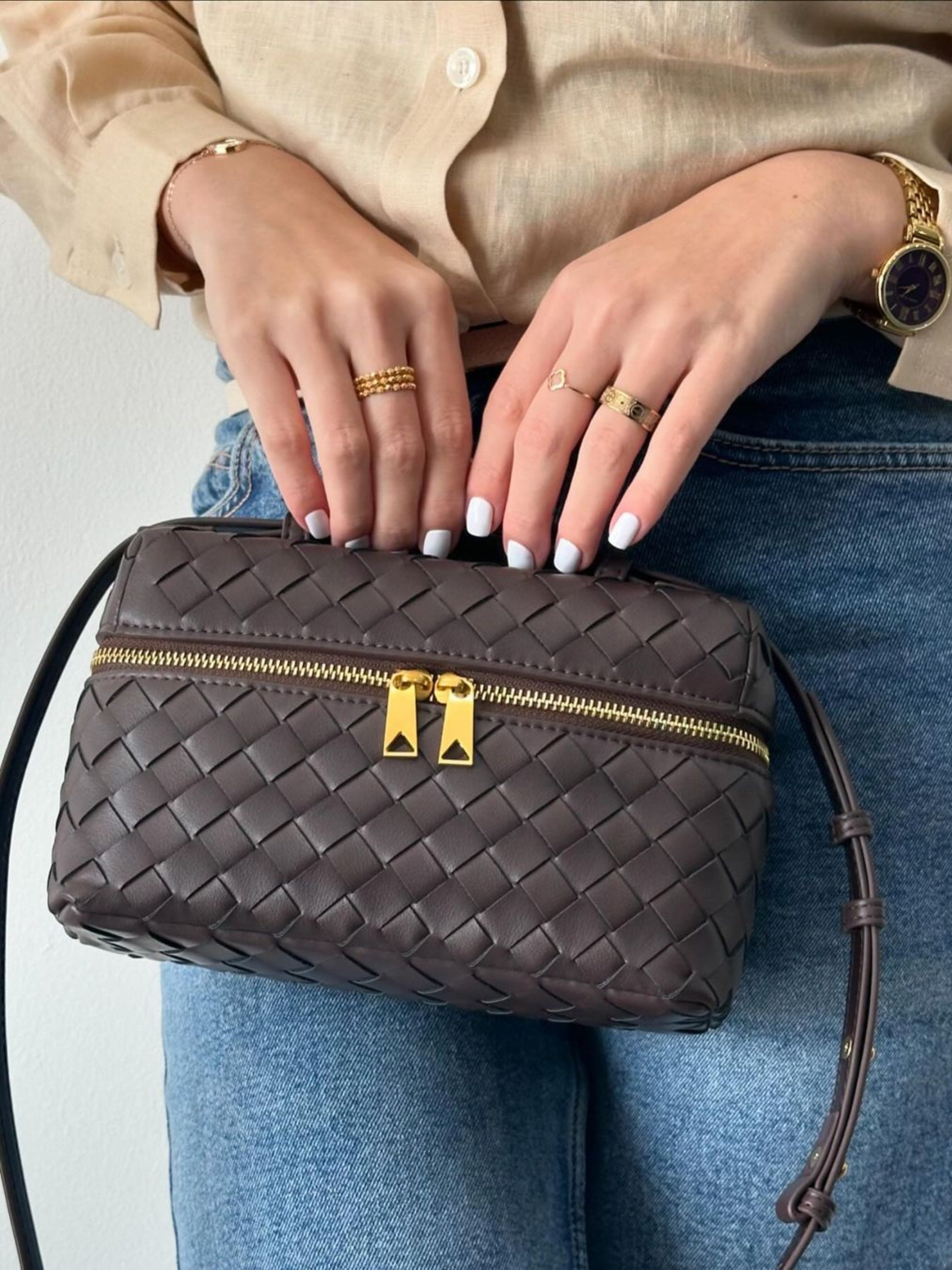 Alessandra™ | Borsa Woven Strutturata Lucida