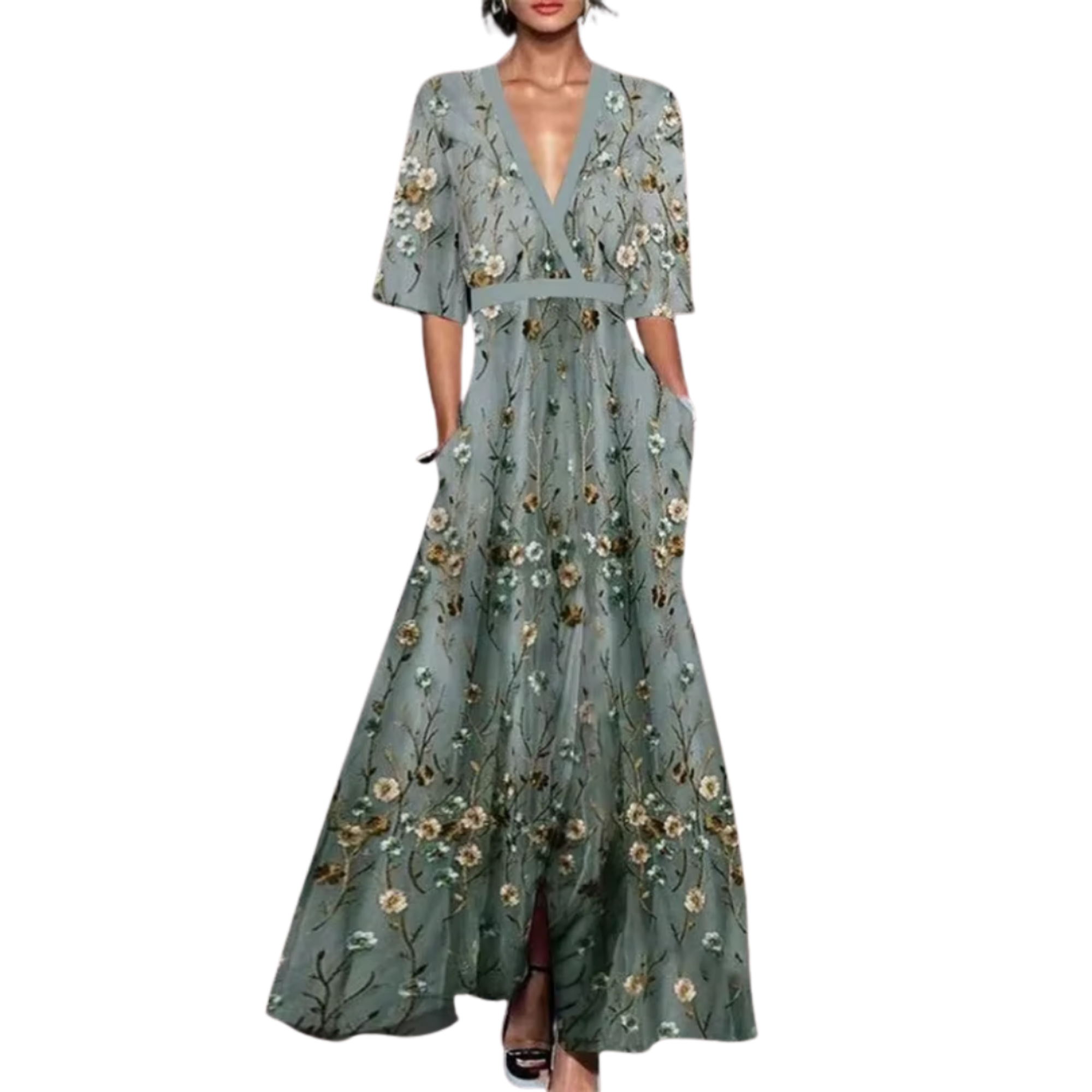 Sofia | Abito Floreale Elegante con Scollo a V