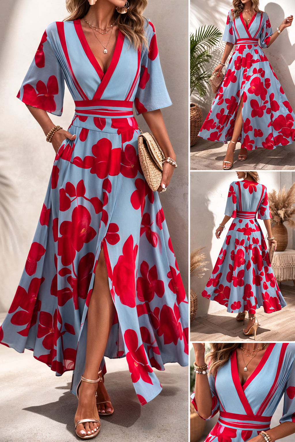 Sofia | Abito Floreale Elegante con Scollo a V